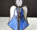 Vintage 3 Dimensional Stained Glass Angel W Harp Tea Light Candle Holder... - $19.99