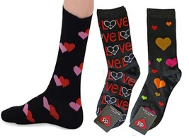 Womens Girls Funky Novelty Valentine HEARTS Peace Love Print Crew Socks-... - £3.70 GBP+
