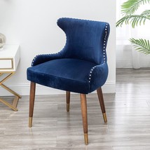 Roundhill Furniture Lindale Velvet Upholstered Nailhead Trim Accent Chair, Blue - £98.11 GBP
