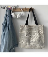 Fashion Women Newspaper Printing Shoulder Shopping Bags Casual Canvas La... - £21.72 GBP