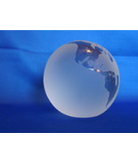 Clear Art Glass World Globe Paperweight World Map Etched - £10.38 GBP