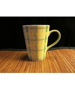 2006 Starbucks Green &amp; Yellow Plaid Coffee Mug Tea Cup Tall 12 oz - €13,11 EUR