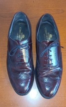 Men’s Stafford Dress Shoes 9.5 Burgundy Lace-Up Wingtips Comfort Plus Le... - £14.71 GBP