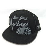 NEW YORK YANKEES Blacked Out Fitted Hat 7-1/8 New Era 59 Wool Black Gray - £14.92 GBP