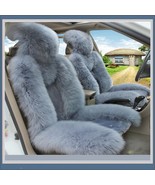 Fluffy Smoke Gray Luxury Australian Lambskin Woolen Fur Seat Cover Prote... - £217.68 GBP