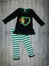 NEW Boutique St Patrick&#39;s Day Kiss me I&#39;m Irish Ruffle Leggings Girls Outfit Set - £8.66 GBP