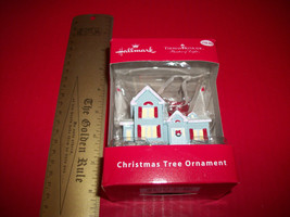 Home Holiday Hallmark Decor Thomas Kinkade Blue House Christmas Tree Ornament - £8.15 GBP