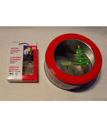 Christmas Gift Tin Round Food Container 5.5" 20ea Lites Up Suction Cup C... - $4.93