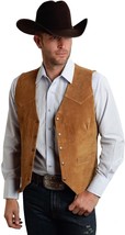 Tan Leather Vest for Men Suede Single Breasted Size XS S M L XL XXL 3XL - £112.00 GBP