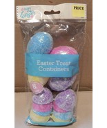 Easter Egg 1 1/2&quot;x 2&quot; Snap Together Multicolor Glitter 8ea Treat Contain... - $2.49