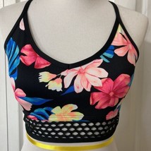 Sz L Victoria&#39;s Secret PINK Large Flowered Sports Bra Removeable Pads Racerback - £14.90 GBP