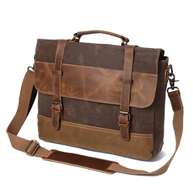 Handbags Unisex Man Bag Men&#39;s Retro Canvas Leather Briefcase Bag Busines... - $101.55