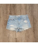Hollister Distressed Denim Jean Shorts ~ Sz 00 ~ Blue ~ 1.5&quot; Inseam - £17.64 GBP