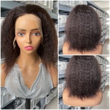 12 inches Kinky Straight Human Hair Lace Front Wig, 13×4 HD Transparent Brazilia - £66.05 GBP