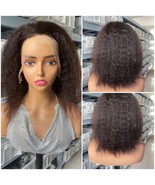 12 inches Kinky Straight Human Hair Lace Front Wig, 13×4 HD Transparent ... - £66.07 GBP