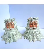 Department 56 Snowy Snowball Santa Claus Candle Holders Set Glitter Real... - $24.75