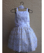 Girl&#39;s White Satin Dress trimmed with Gold Floral Lace - $45.00