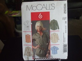 McCall&#39;s M5052 Misses Shirt in 2 Lengths &amp; Tie Belt Pattern - Size 14 Bust 36 - £6.20 GBP