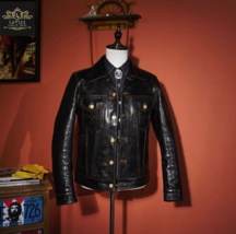 Mens Black Leather Jacket 100% Genuine vintage cowhide leather jacket - £203.66 GBP