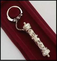 Silver Mezuzah style keychain with travel bless scroll amulet Israel charm - $14.50