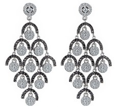 Mujer Colgante Pendientes de Araña 2.87 TCW Blanco Negro Real Diamante 14k Oro - £1,545.79 GBP