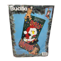 VINTAGE 1994 BUCILLA SANTA BAH HUMBUG FELT CHRISTMAS STOCKING KIT NEW 83203 - $37.05