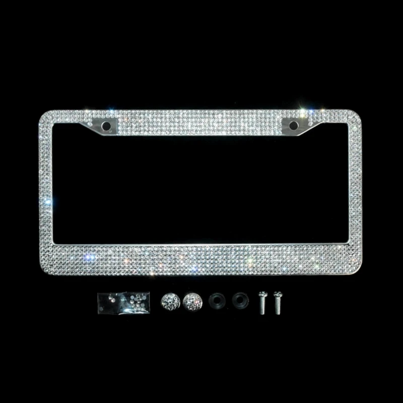 68UF License Plate Fe , Glitter Gl Rhinestones License Plate Covers for Women,Gi - $89.05