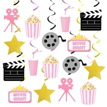 Movie Night Party Decorations,Pink Movie Theme Hanging Swirl Decorations,Cute Po - £14.19 GBP