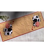 Two funny cows with hearts quilted table runner, Holiday tablecloth, Tab... - $155.99 CAD