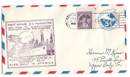 Ship Cover First Voyage SS Manhattan 1932 U.S.Ger Sea Post Cancel Sc UC2 708 - £5.26 GBP