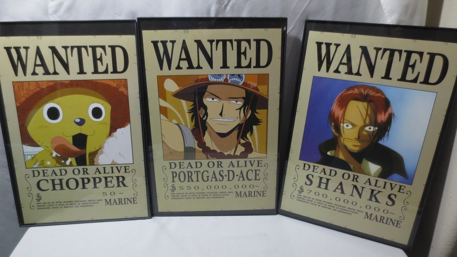 3 wall art Wanted DOA Manga Anime FRAMED posters Chopper Shanks Portgas D Ace - $60.00