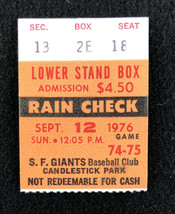 Pete Rose 4 Hits Ticket Stub SF Giants vs Reds Sept. 12 1976 9/12/76 Doublehead  - £15.86 GBP