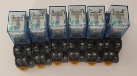 Lot 6 Omron MY2N-J Relays 24VDC , w/ Base Sockets 7 A 250 VAC - $8.69