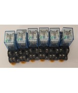Lot 6 Omron MY2N-J Relays 24VDC , w/ Base Sockets 7 A 250 VAC - $9.77