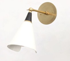 Vintage Inspired SCICCOSO BEBE Wall Sconce Black &amp; White lamp in Raw Brass - £125.41 GBP