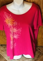 Breckenridge Womens Size XL Soft Cotton Pink Embellished Top Shirt Short... - £5.37 GBP
