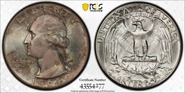 End Of Roll Toned 1964 P MS 66 George Washington Quarter PCGS Trueview 1427 - £19.50 GBP