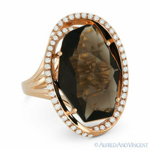 8.31 ct Fancy Checkerboard Smoky Topaz &amp; Diamond Cocktail Ring in 14k Rose Gold - £1,229.97 GBP