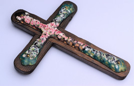 ⭐ vintage crucifix ,religious wall cross ,enamelled⭐ - £43.63 GBP