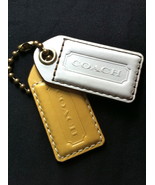 Coach 2 Jumbo Leather Hangtag Hangtags Fob Yellow &amp; White 2.5 inches Long - $19.00
