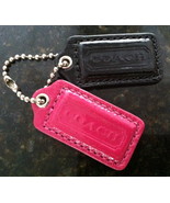 Coach 2 Patent Leather Hangtags for Bag Fuchsia Pink & Black Silver Backs 2-in L - $18.00