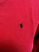 Ralph Lauren Sport Women L Red Cotton Sweatshirt Polo Horse 24&quot; Chest &amp; 24&quot; Long - £14.47 GBP
