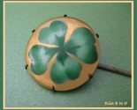 Irish SHAMROCK Vintage Handpainted HATPIN - Ceramic Head - 8 1/4 inches long