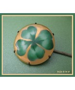 Irish SHAMROCK Vintage Handpainted HATPIN - Ceramic Head - 8 1/4 inches long - $55.00