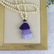 Purple Ombre Tiered Tassel Wood Bead Necklace - £14.33 GBP
