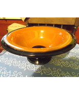 Depression Glass Decorative Brown Bowl With Black Trim - £39.09 GBP