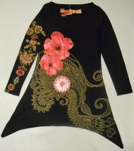 DESIGUAL Womens Scoop Neck DRESS Black Floral Paisley Print Art to Wear ... - $59.95