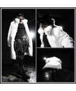 Mens Long Luxurious Thick Black or Thick White Mink Faux Fur Trench Coat - £215.74 GBP