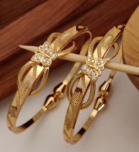 Indian Bollywood Style Gold Plated Bracelet Bangle CZ Kada Women Jewelry Set - £22.84 GBP