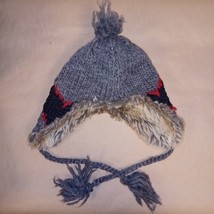 American Eagle Trapper Winter Hat Alpaca Wool Blend Ear Flap Tassels Faux Fur - £14.84 GBP